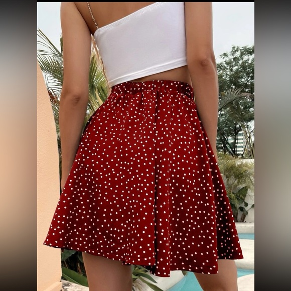 SHEIN Red Polka dot Elastic Waist Skirt. Size Small. - Picture 2 of 6